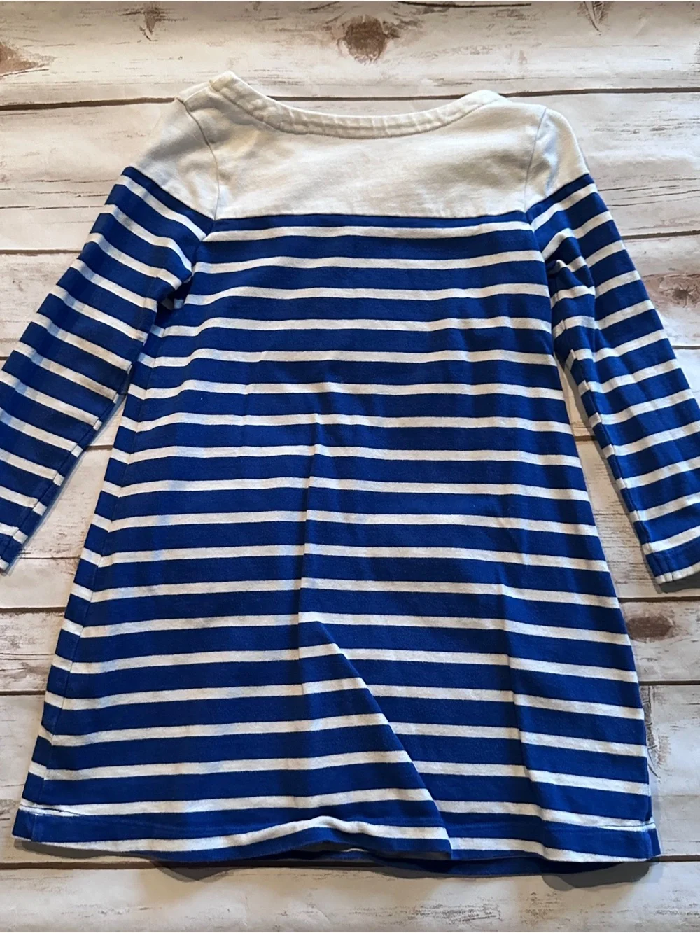 Mini Boden heart pocket striped dress fair faint stains 4/5
